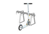 Scooter stand with 4 lockable spaces for scooters