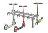 12 Stellplätze für Tretroller mit T-Bodenstehern