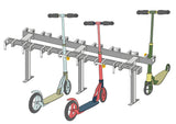 Rollerständer mit 16 versperrbaren Stellplätzen für Tretroller doppelseitig