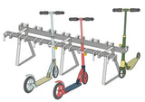 Rollerständer mit 16 versperrbaren Stellplätzen für Tretroller doppelseitig