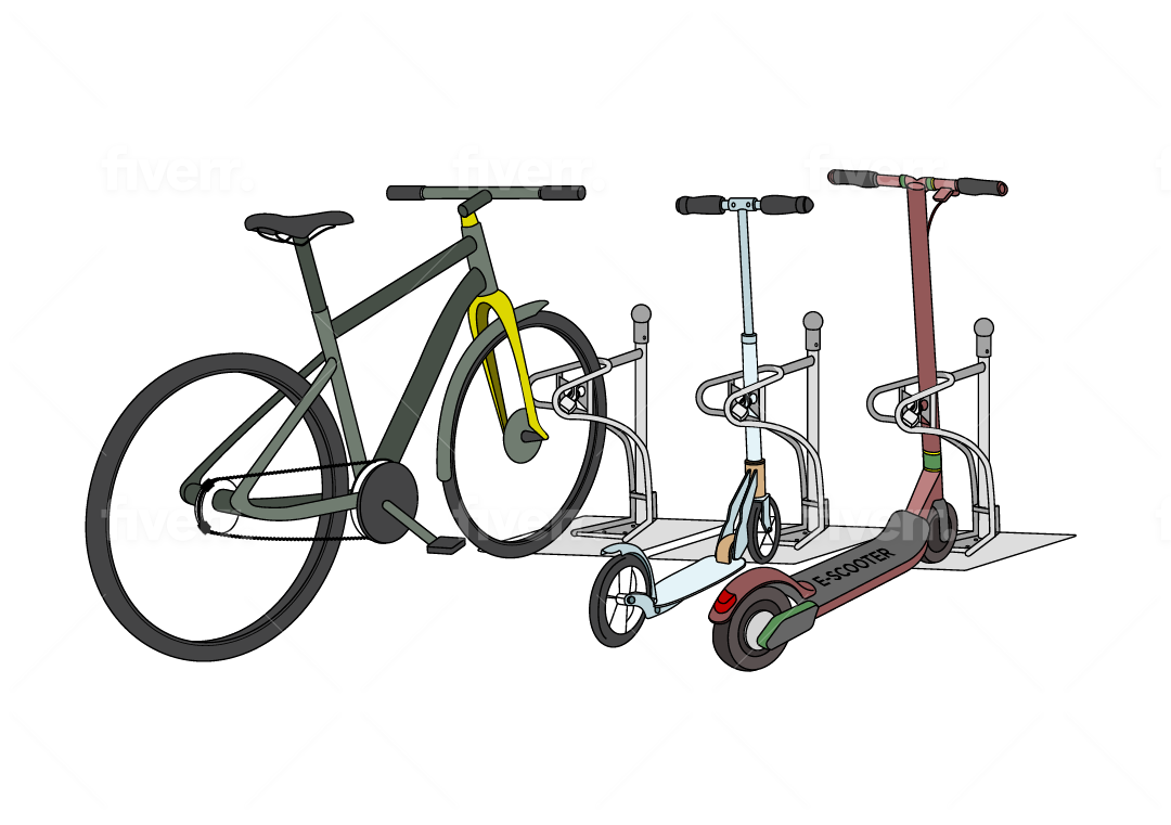 CLEDO - scooter and bicycle stand with any number of lockable parking –  Rollerstop Rollerständer