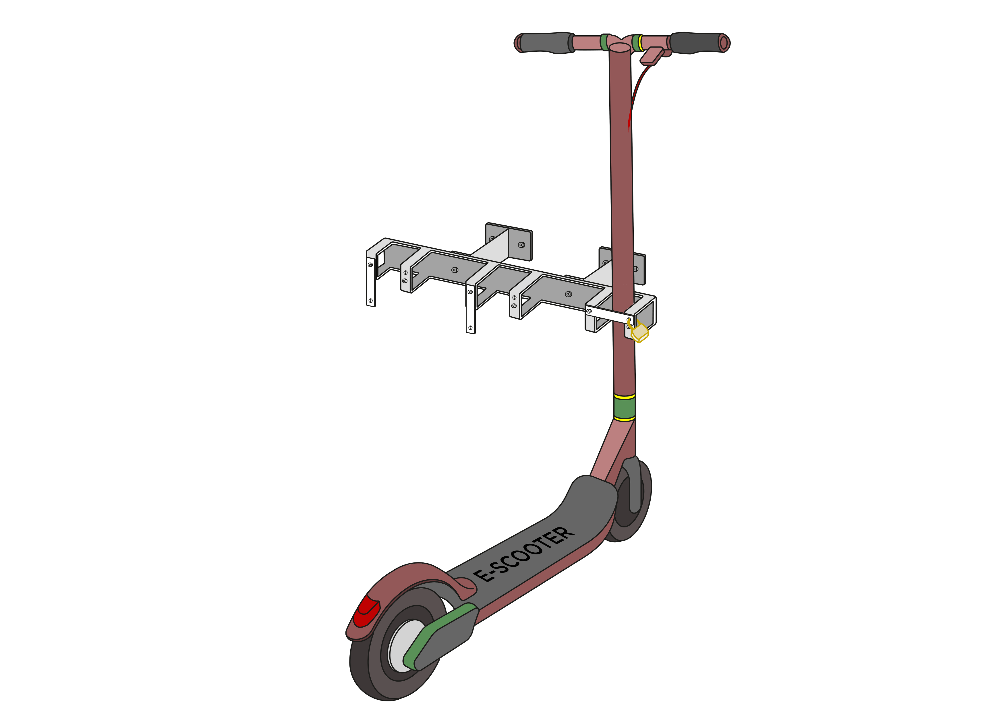 3 Stellplätze für e-Scooter und Tretroller mit Wandbügel