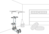 Rollerständer mit 2 versperrbaren Stellplätzen für Tretroller (quer zur Wand)