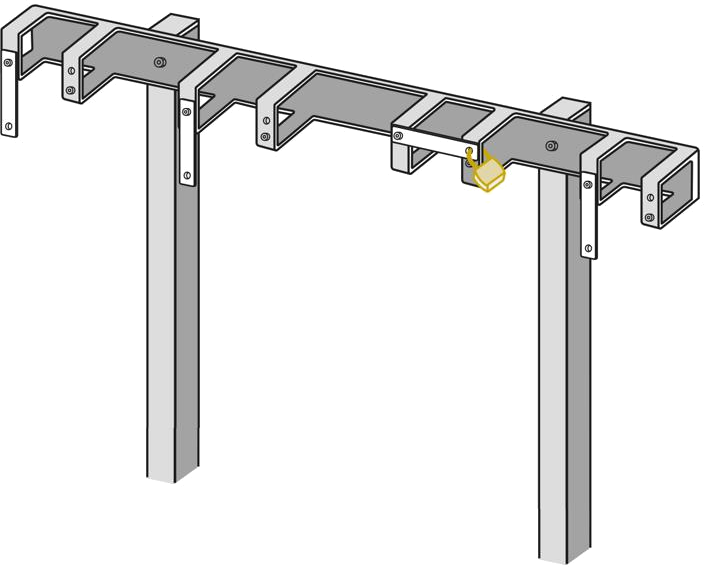 RS 4 scooter rack with floor stands for setting in concrete
